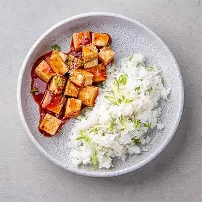Spicy Szechuan Tofu with Garlic Scallion Rice